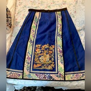 Antique Chinese Embroidered Silk Skirt